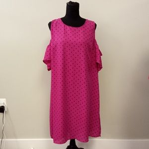 City Streets Women's Plus Size Pink Black Cold Shoulder Midi Dress 18w